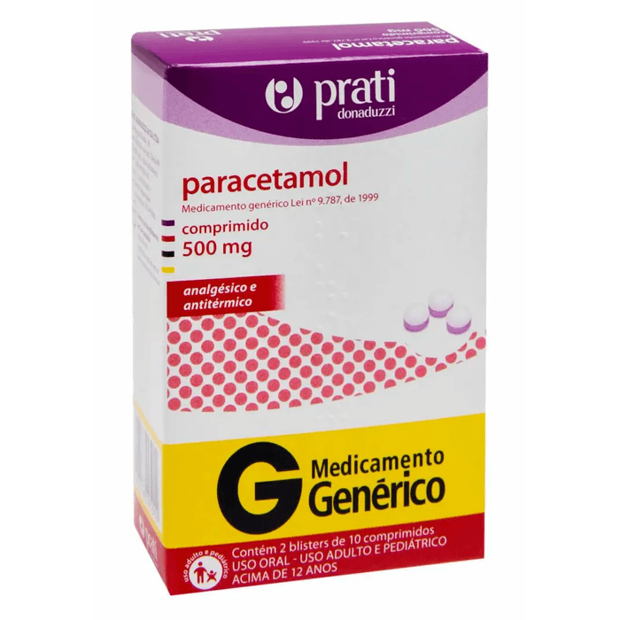 Paracetamol 500mg - 20 Comprimidos - Imagem 1